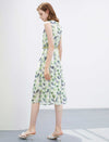Leaf-Print Sleeveless Midi Dress