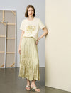 Flowy Textured Pleated Midi Skirt