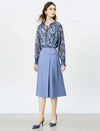 Blue Paisley Tie-Neck Blouse