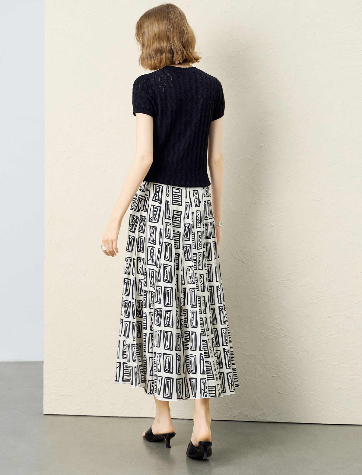 Tailored Open-Collar Knit Top