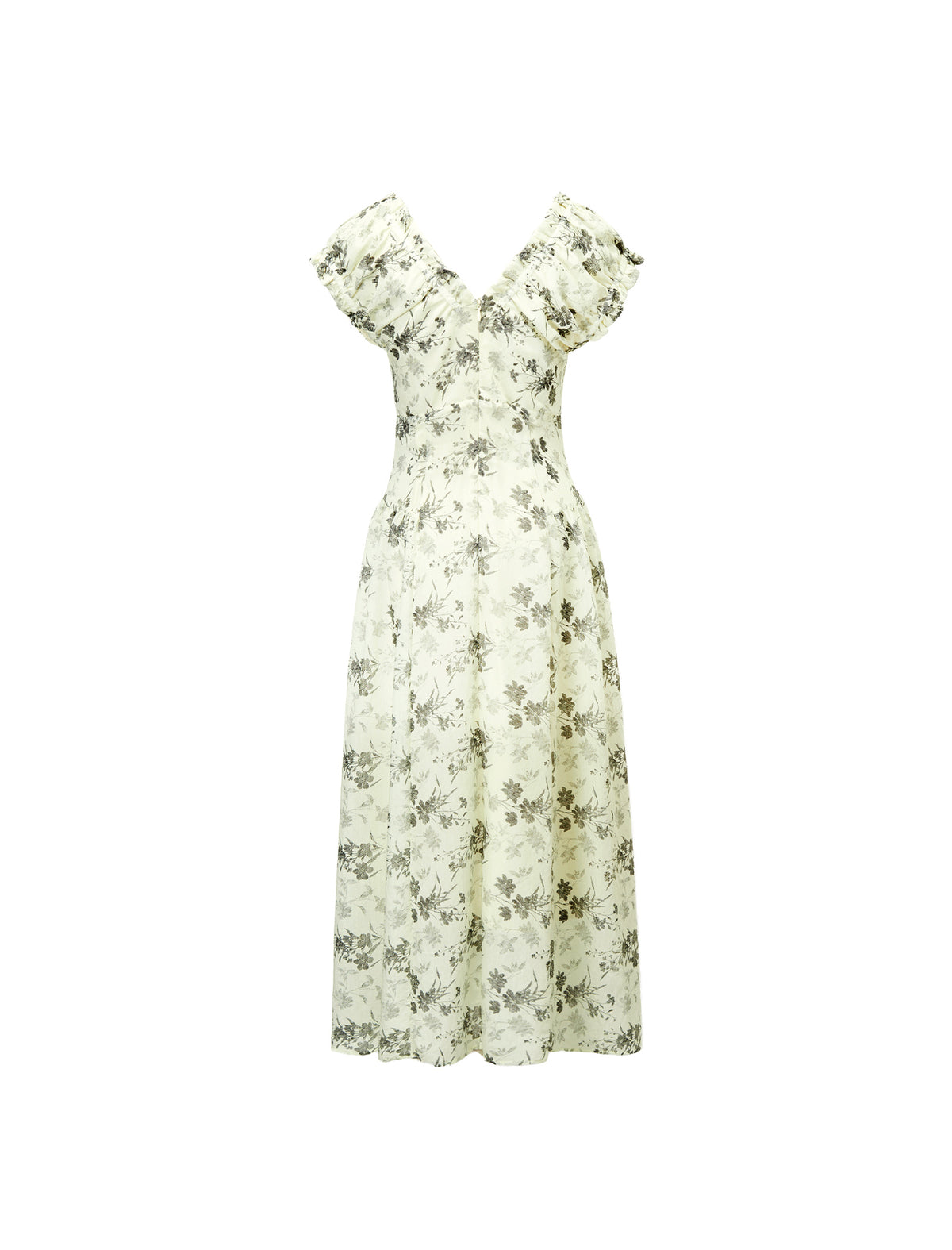 Floral Print Flutter-Sleeve Wrap Midi Dress