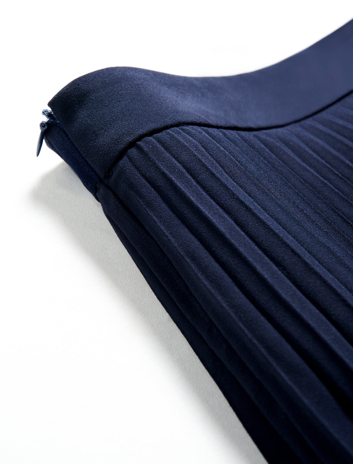 Navy Pleated High Waist Swing A-Line Skirt