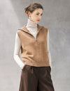 Wool Blend Half-Zip Collared Straight Knit Vest