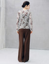 Vintage Floral Print Long Sleeve Ruched Top