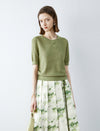 Waffle Round Neck Knit Top