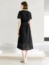 Black And White Polka Dot Short Sleeve Midi Dress