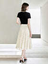 Lace Mesh A-Line Midi Skirt