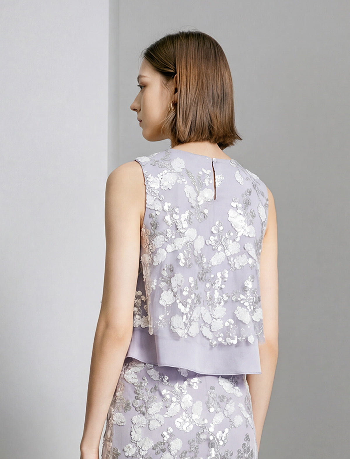 Sequin Floral Sleeveless Top