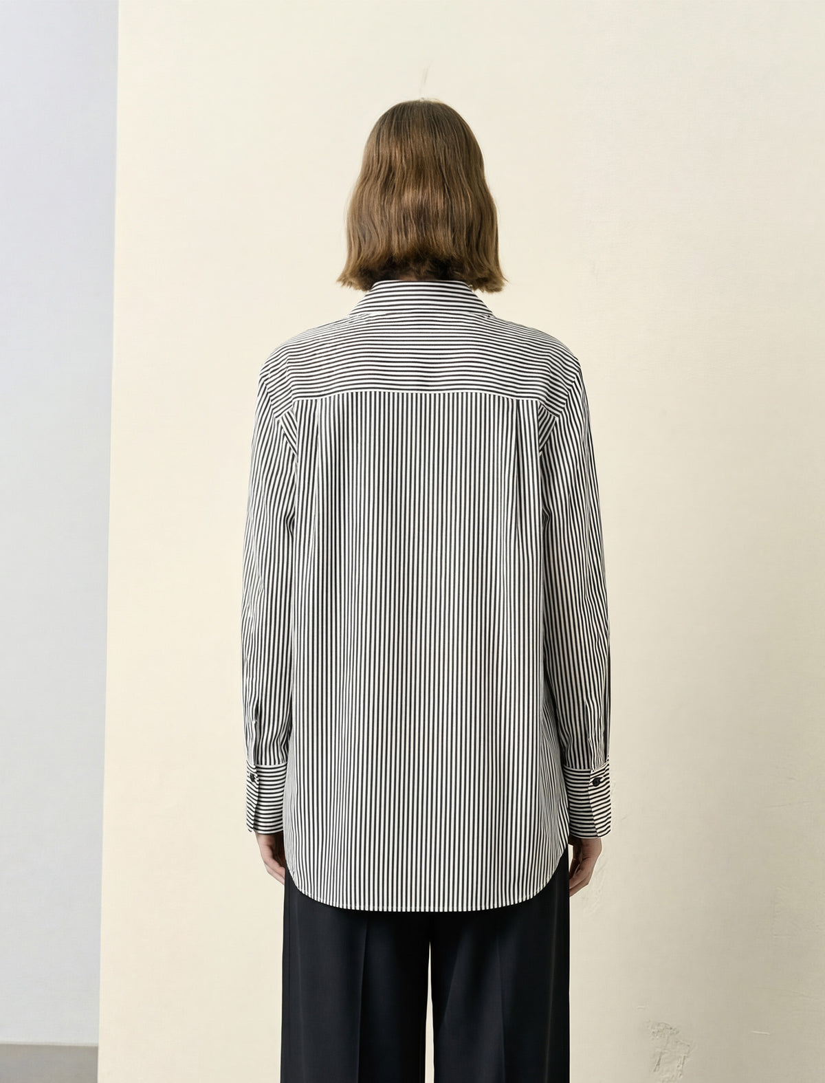 Mulberry Silk Striped Art Print Patch Shirt