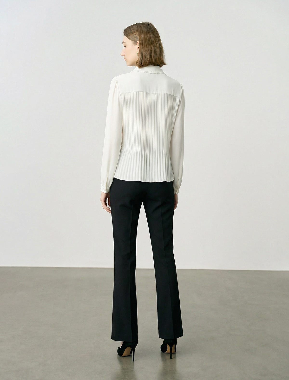 Wool Black Flared Tailored Pants