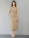 Elegant Ruched Sculptural Midi Gown