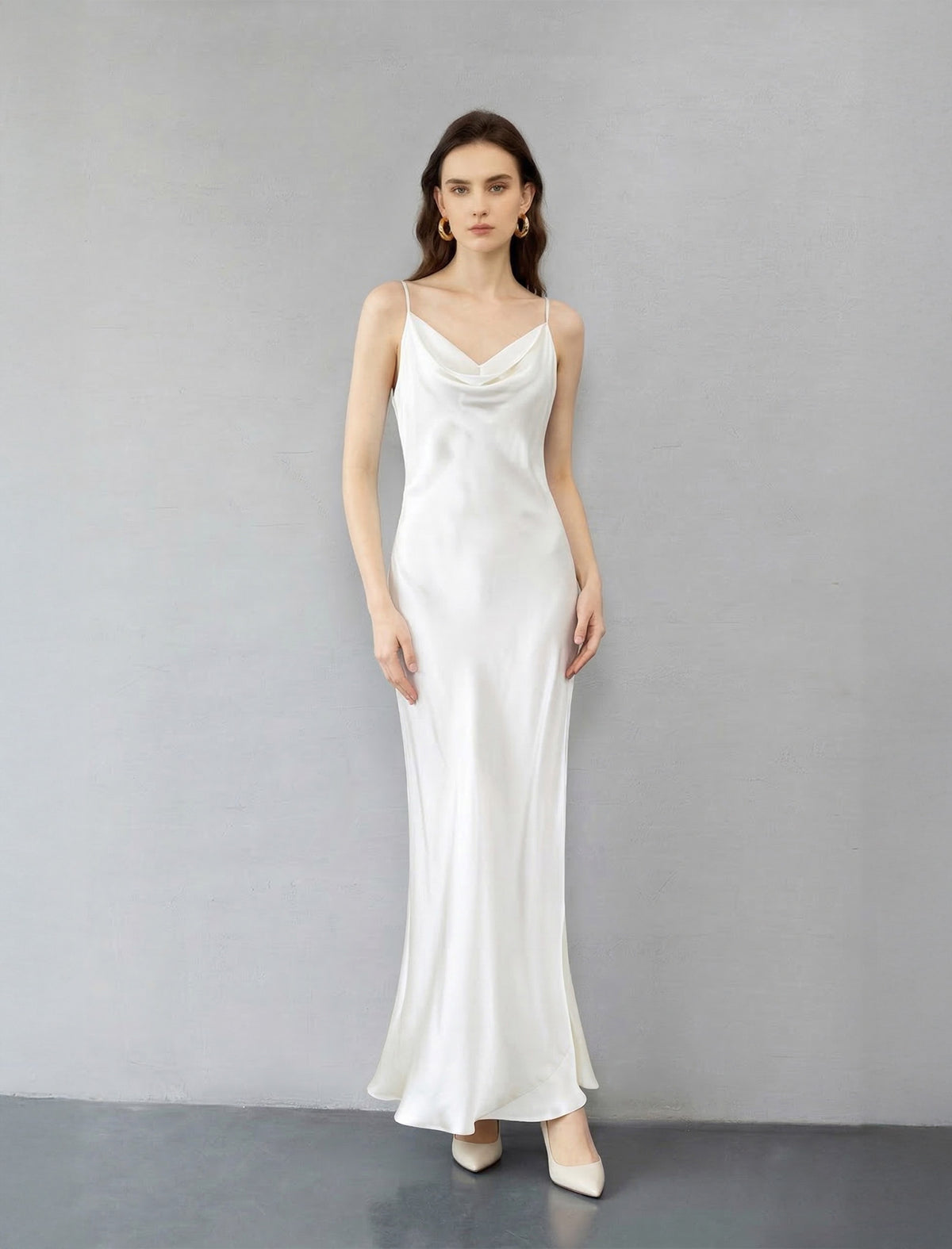 Flowing Silk Open-Back Slip Gown