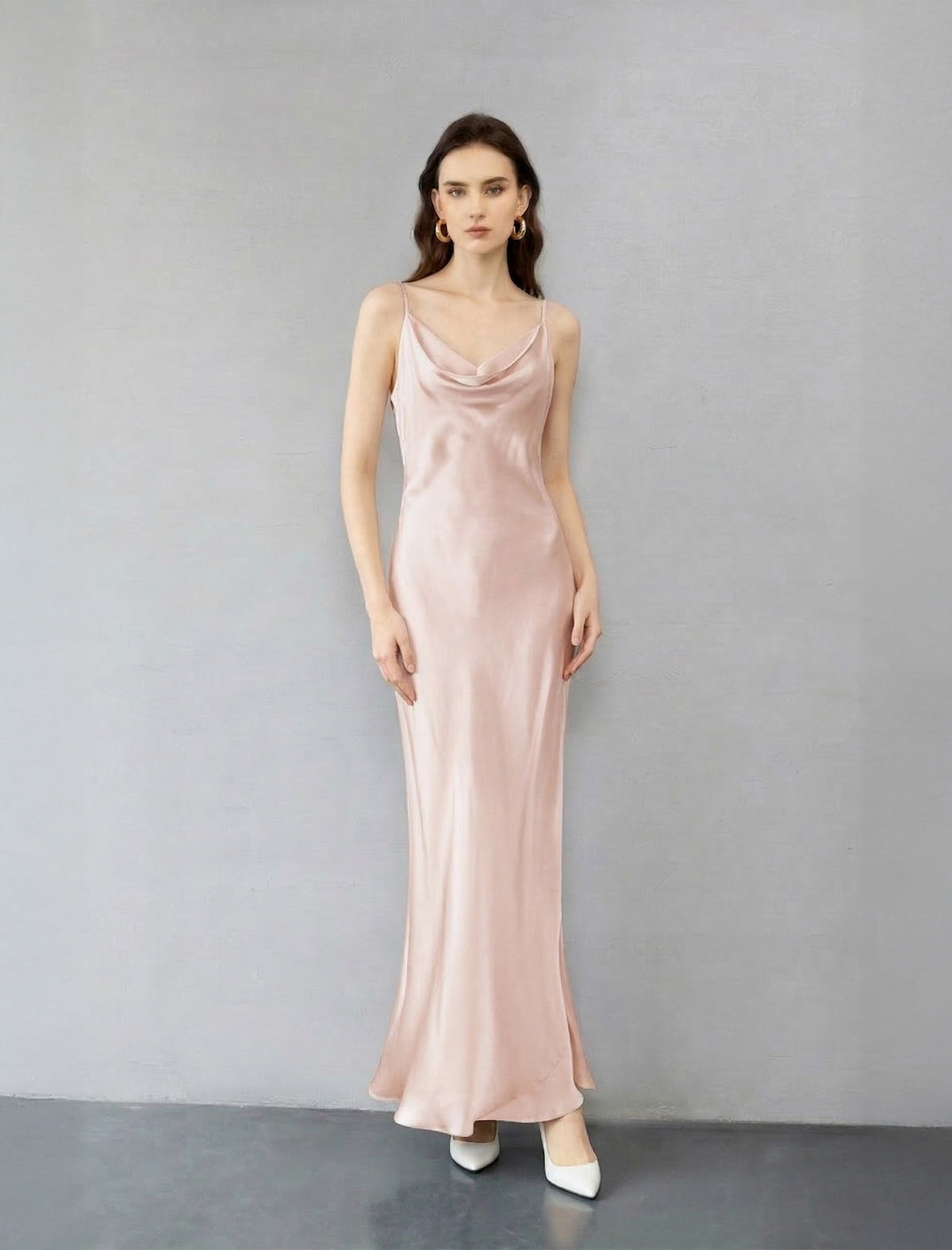 Flowing Silk Open-Back Slip Gown