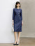 Vintage-Inspired Denim 3/4 Sleeved Knee Length Dress