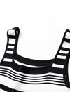 Striped Knit Square Neck Slim Fit Tank Top