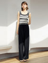 Striped Knit Square Neck Slim Fit Tank Top
