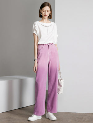 Metal Chain Detail Round Neck Drop Shoulder Short Sleeve Top