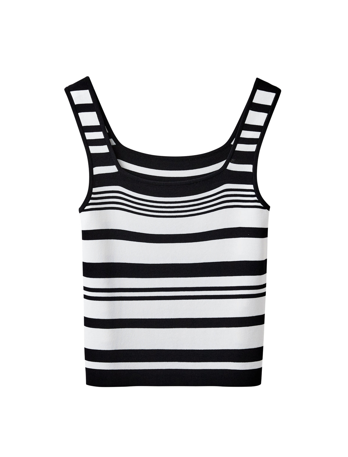 Striped Knit Square Neck Slim Fit Tank Top