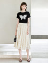 Lace Mesh A-Line Midi Skirt