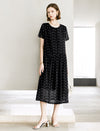 Black And White Polka Dot Short Sleeve Midi Dress