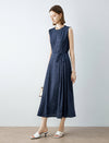 Floral Jacquard A-Line Sleeveless Midi Dress