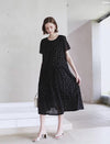 Black And White Polka Dot Short Sleeve Midi Dress